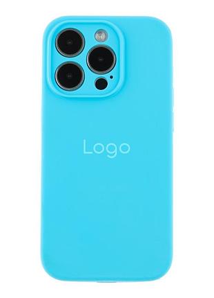 Чехол silicone case full с защитой камеры для iphone 14 pro max blue