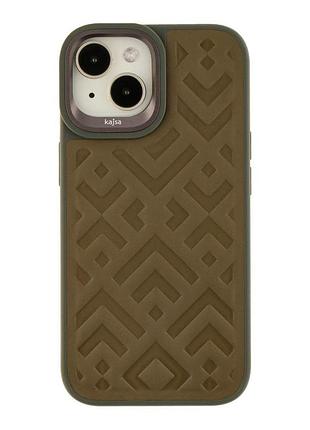 Чехол-накладка kajsa briquette collection rhombus apple iphone 15 olive