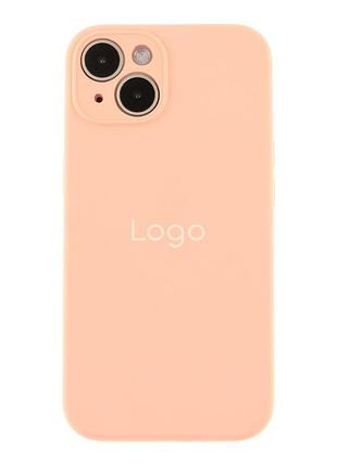 Чехол silicone case full с защитой камеры для iphone 14 grapefruit