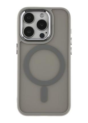 Чехол pc color chrome с magsafe для iphone 15 pro grey