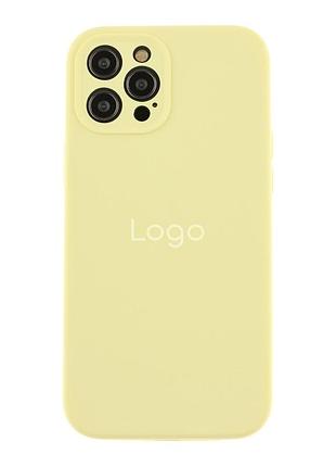 Чохол silicone case full із захистом камери для iphone 12 pro max crem yellow