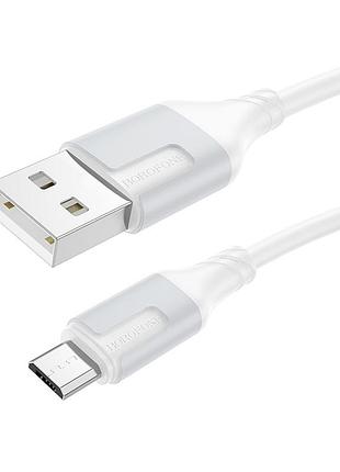 Кабель для заряджання usb borofone bx101 creator usb/microusb 2.4a 1 метр білий