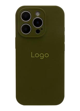 Чехол silicone case full с защитой камеры для iphone 16 pro max army green