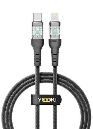 Кабель для заряджання та обміну даними usb yoki yk-cy23 cyber series type-c to lightning 30 w 3 a/10v 1.2 m чорний