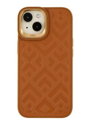 Чехол-накладка kajsa briquette collection rhombus apple iphone 15 brown