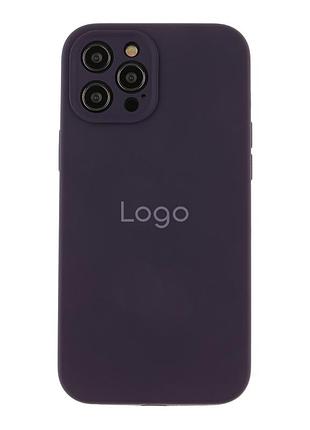 Чехол silicone case full с защитой камеры для iphone 12 pro elderberry