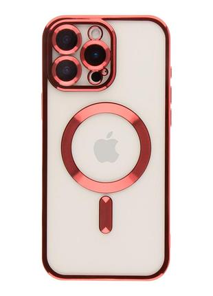 Чехол tpu metallic full camera magsafe для iphone 16 pro max red