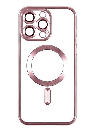 Чехол tpu metallic chrome full camera magsafe apple iphone 12 pro rose
