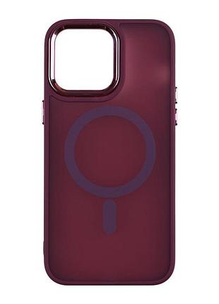 Чехол pc color chrome magsafe apple iphone 15 pro max bordo