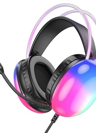 Игровые наушники полноразмерные hoco w109 rich usb/aux 2m микрофон φ4,0x1,5 мм с динамическим волшебным