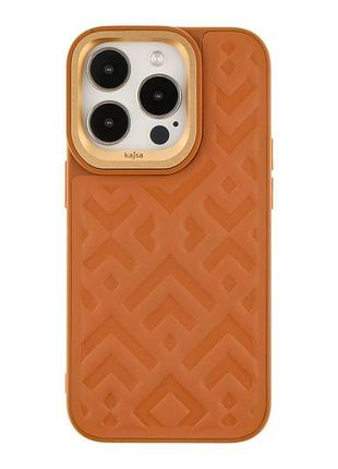 Чехол-накладка kajsa briquette collection rhombus apple iphone 14 pro max brown