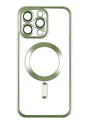 Чехол tpu metallic chrome full camera magsafe apple iphone 15 pro max green