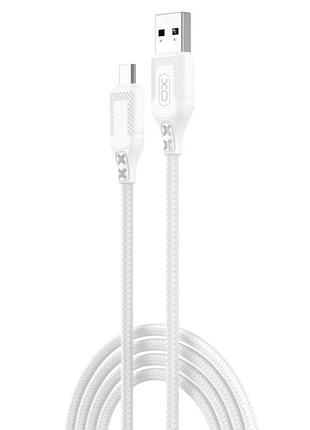 Кабель usb xo nb235 zebra series braided сила струму 2.4a usb to micro 1m білий