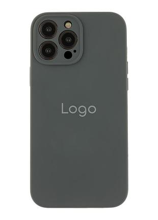 Чехол silicone case full с защитой камеры для iphone 13 pro max dark grey