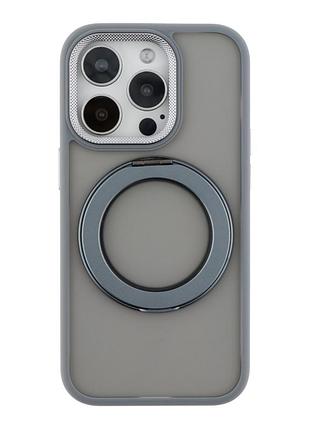 Чохол tpu+pc magsafe обертання на 360 spin case для iphone 15 pro max grey