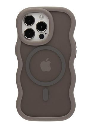 Волнистые чехлы tpu+pc aquawave with magsafe для iphone 13 pro max с матовым покрытием grey