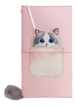 Блокнот nimmy обложка из pu кожи hand book combination 3 кармана с внутренней стороны для банковских карт или визиток ragdoll pink