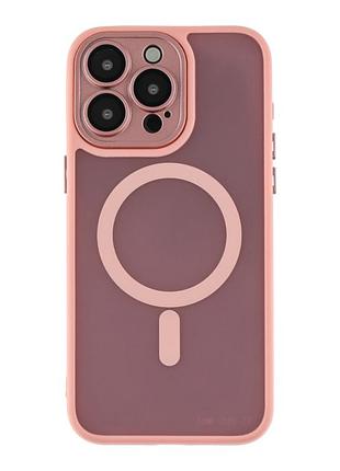 Чехол-накладка magnetic matte camera lens with magsafe for iphone 15 pro max pink