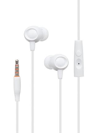 Проводные наушники 3.5mm celebrat fly-1 вакуумные с микрофоном 1.2m white