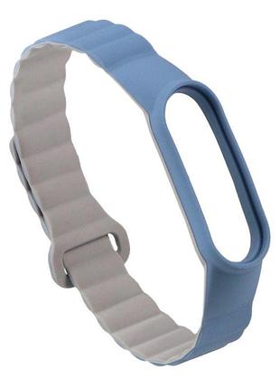Силиконовый ремешок silicone link xiaomi mi band 3/mi band4/mi band 5 /mi band 6/ mi band 7 lilac blue/beige