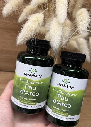 Мурашине дерево, pau d’arco від swanson, 100 капсул 500 мг