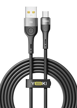 Кабель для заряджання та обміну даними usb yoki yk-ex11 extra series usb/microusb 60w 3a/20v 2 m black