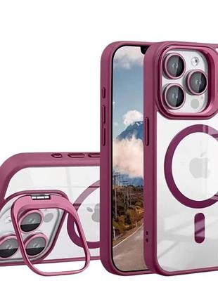 Чохол із підставкою magsafe tpu pc metal stand case apple iphone 15 pro max plum
