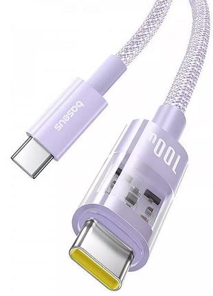 Дата кабель baseus gem fast charging type-c to type-c 100w (1m) (p10373000111) nebula purple 2