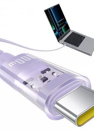 Дата кабель baseus gem fast charging type-c to type-c 100w (1m) (p10373000111) nebula purple 4