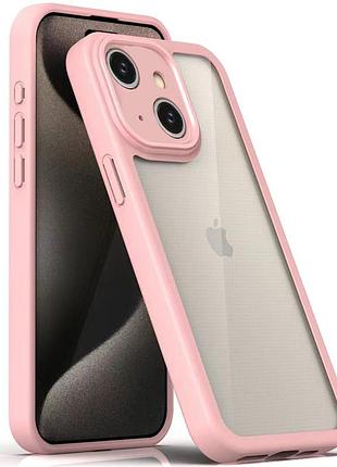 Чехол tpu transparent, colour 1.5 мм для apple айфон 14, прозрачный силиконовый чехол с цветным бампером pink
