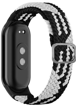 Плетений ремінець elastic adjustment для xiaomi mi band 9 / mi band 8 black/white