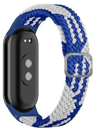 Плетений ремінець elastic adjustment для xiaomi mi band 9 / mi band 8 blue/white