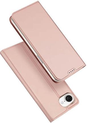 Чехол dux ducis для iphone 16e книжка с карманом для визиток айфон 16e rose gold