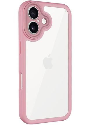 Чехол tpu transparent, colour 1.5 мм для apple айфон 16 , прозрачный силиконовый чехол с цветным бампером pink
