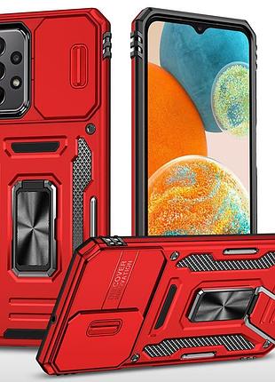 Чохол зі шторкою для камери camshield army ring для samsung galaxy a23 4g, ударостійкий кейс з кільцем-тримачем та функцією