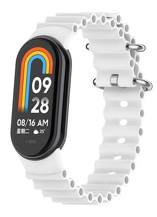 Силіконовий ремінець ocean band для xiaomi mi band 8 / mi band 9 / mi band 10 white