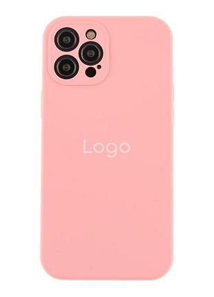 Чехол silicone case full с защитой камеры для iphone 12 pro max light pink