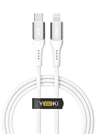 Кабель для заряджання та обміну даними usb yoki yk-so15 solid series type-c to lightning 30w (3a/10v), 1.2 метри, білий