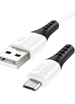 Економний силіконовий кабель hoco. x82 usb на micro-usb 2.4a 1.0 м/3.28ft white