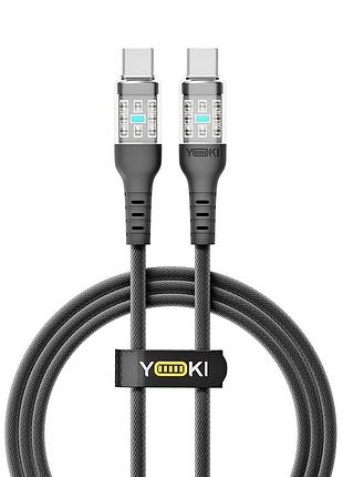 Кабель для зарядки та обміну даними usb yoki yk-cy23 cyber series type-c to type-c 60w (3a/20v) 1.2m чорний