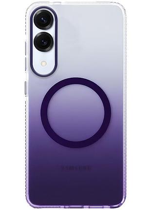 Стильный чехол tpu, pc phantom matte с magsafe для samsung galaxy s25 edge матовая прозрачность purple