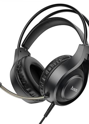 Накладные игровые наушники-гарнитура с микрофоном hoco w106 tiger aux/2xaux in out 1.8m black