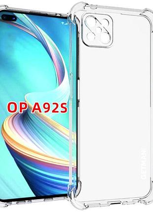 Tpu чехол getman ease logo усиленные углы full camera для oppo a92s бесцветный (прозрачный)