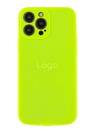 Чехол silicone case full с защитой камеры для iphone 13 pro max shiny green