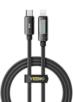Кабель для зарядки та обміну даними usb yoki yk-di88 display series type-c to lightning 30w (3a/10v) 1.2m чорний