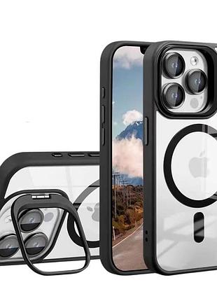 Чехол с подставкой magsafe tpu pc metal stand case apple iphone 13 pro black