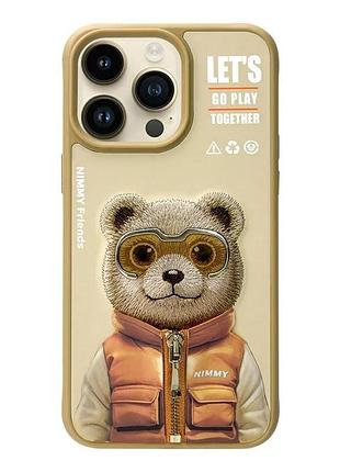 Чехол nimmy 3d matal buttons apple iphone 15 pro bear khaki
