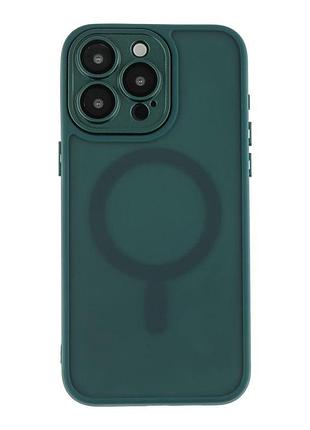 Чехол-накладка magnetic matte camera lens with magsafe apple iphone 15 pro dark green (35215_3345373)
