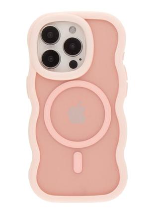 Хвилясті чохли tpu+pc aquawave with magsafe для iphone 12 pro max з матовим покриттям pink