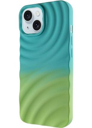 Силиконовый чехол tpu colorwave 3d для iphone 13 / iphone 14 объемный дизайн marine green / mint